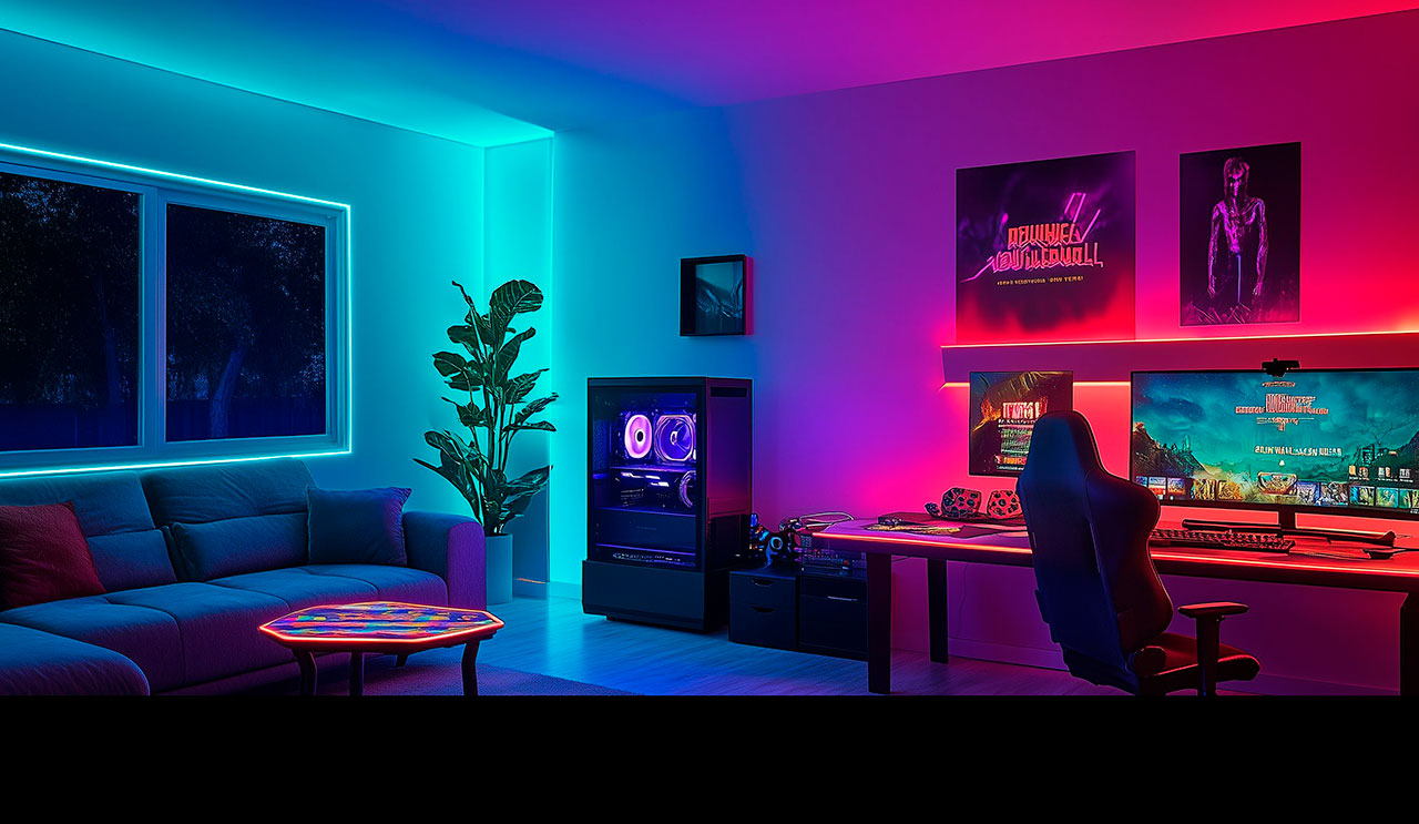 Rum med LED-belysning